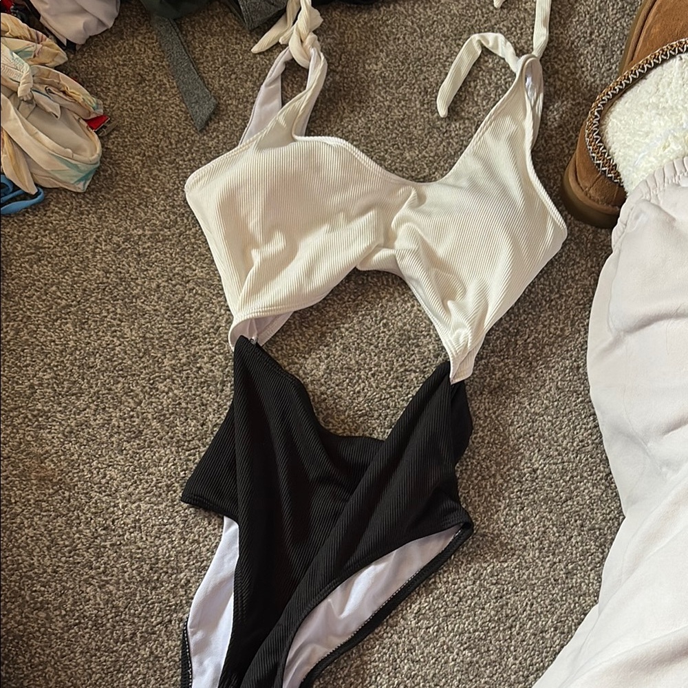 Two-Tone Ribbed Bikini Top